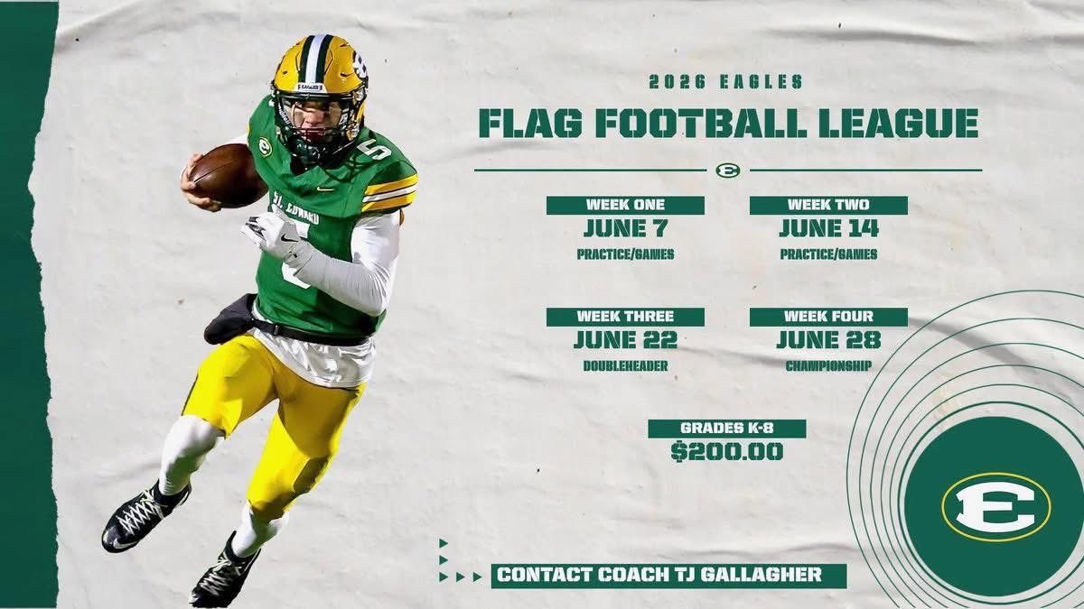 Coach_TJG's tweet photo. You have until Wednesday to register for Eagle Flag Foorball League. Click on the link below to register. Please feel free to reach out with any questions. Go eagles. #edsup 
@SEHS_FOOTBALL @sehsathletics 

https://t.co/16xksPaAb6 https://t.co/60AGUqoVqD