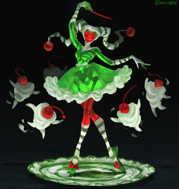 nass9696's tweet photo. Retro Jelly Witch is accompanied by a troupe of cream fairies. She loves ballet and delights in dancing elegantly with her fairy companions. But beware—never disturb their dance. Legend says that anyone who dares interrupt them will be trapped forever inside shimmering gelatin. https://t.co/8o6saf8hrC