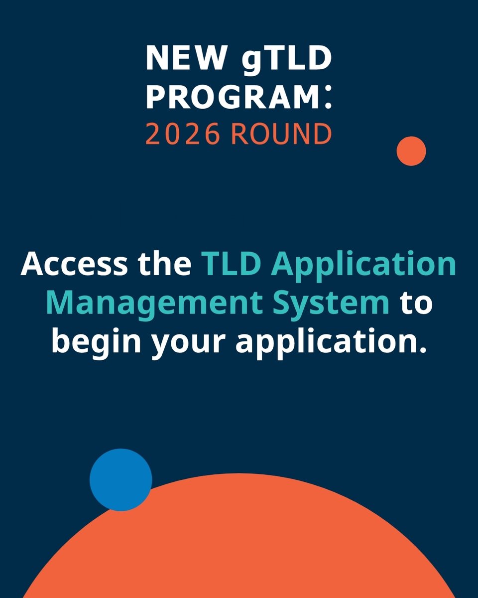 ICANN's tweet photo. 🌟 Preparation drives progress.

Explore readiness materials for New gTLD Program: 2026 Round applicants to better understand the requirements and next steps to apply.

Access resources: https://t.co/BDyAWJJ2BD
#NewgTLDProgram https://t.co/pkaq7Tqsyo