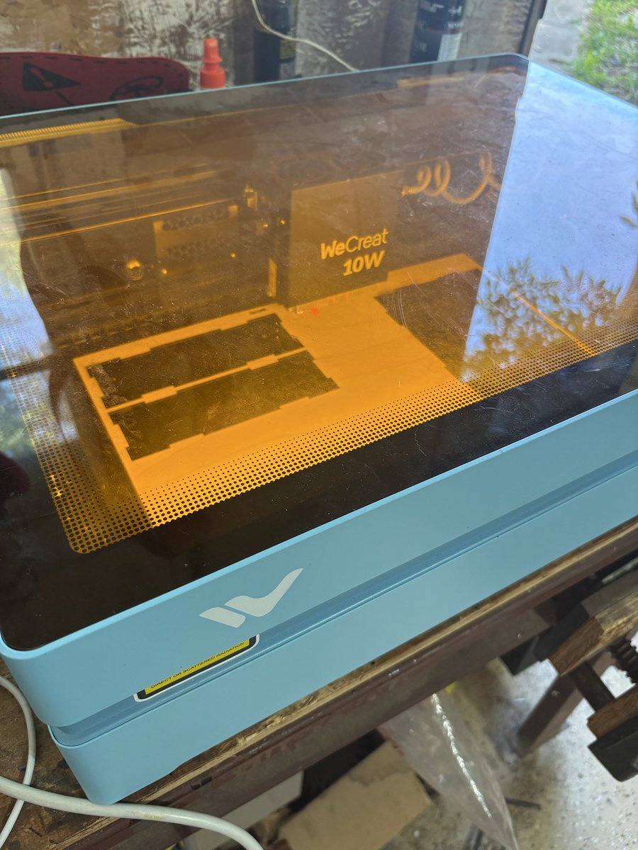 BarrettEpp's tweet photo. Day number 2 sitting in front of my laser engraver.   #laser this is supposed to take an hour better than almost 3 last night.    @Creality3dP I need a faster laser. https://t.co/sdIoeBracw