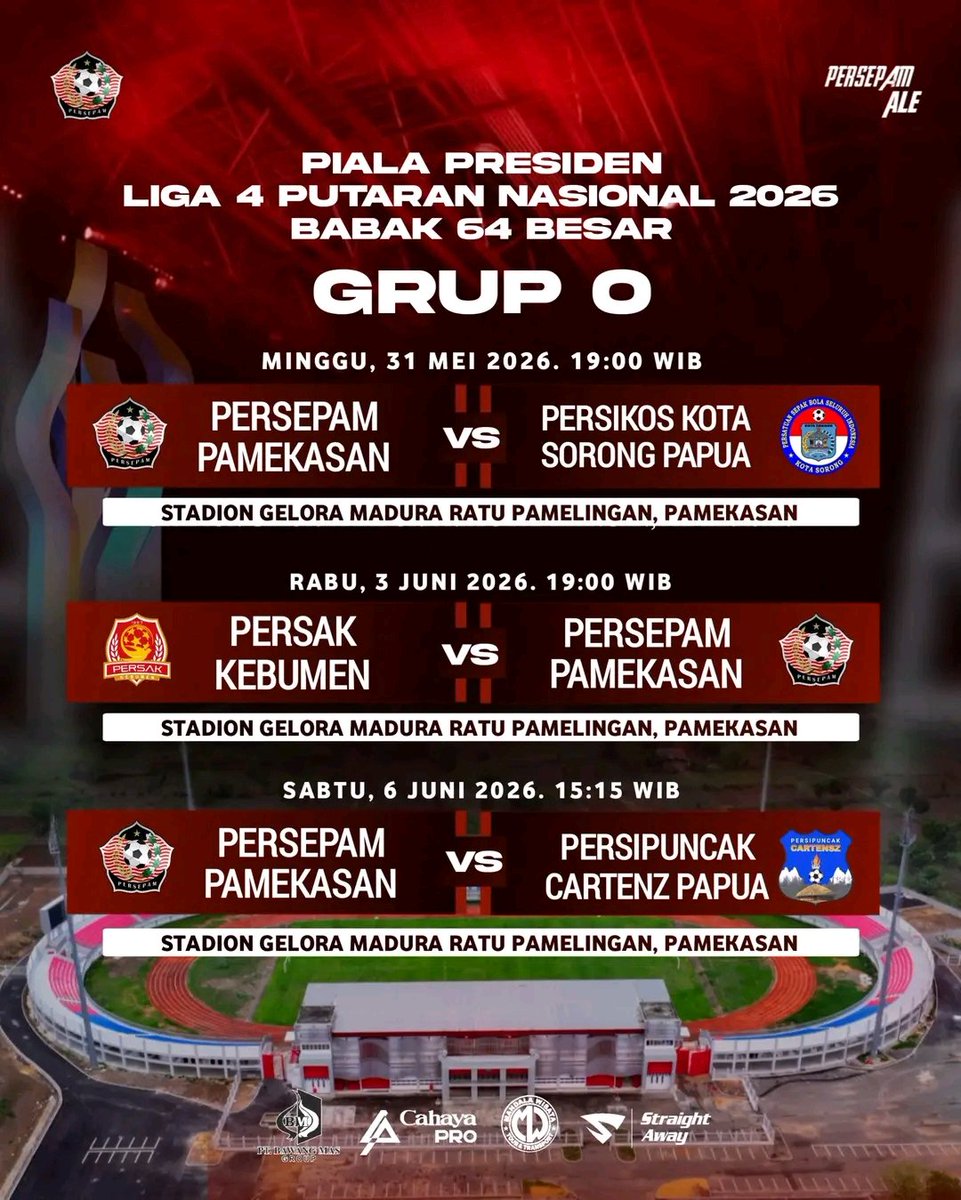 PersepamMU's tweet photo. Beri sambutan paling meriah, ciptakan atmosfer yang membara, dan jadikan stadion rumah yang menakutkan bagi lawan!

FORZA PERSEPAM 🔥
#persepam #pamekasan #putarannasional #pssi #sepakbola #jawatimur https://t.co/oQwOF92K9l