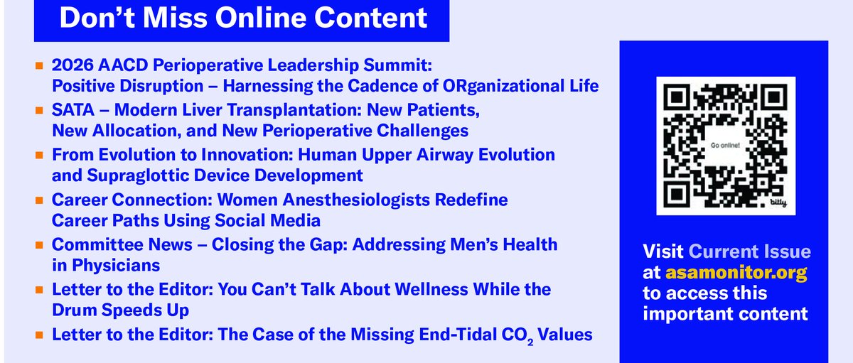 ASAMonitor's tweet photo. Visit the current issue at https://t.co/aJsLD9ZPpF to access this important content. 👉🔗https://t.co/aJsLD9ZPpF
 
#Anesthesiologist #Anesthesiology #AirwayManagement #PatientSafety #WomenInMedicine #PerioperativeMedicine https://t.co/7BSCTZ06s9