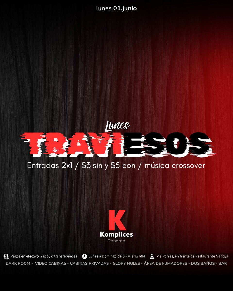 KomplicesPA's tweet photo. Empecemos junio bien acompañados 😉 hoy 2x1 en la entrada con tus #Komplices favoritos para ser algo más traviesos🤭 

Entradas:
$3 sin nada 
$5 con boxer 

¡Te esperamos! 😈 https://t.co/bB96wiuWec