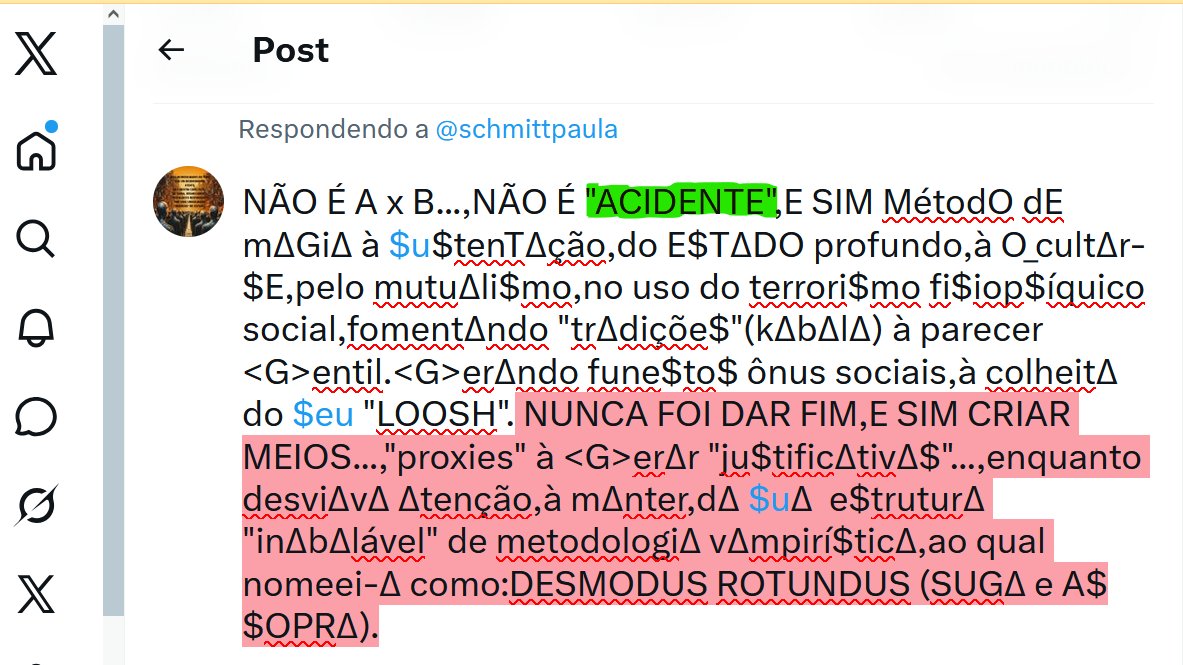 Robotizalized's tweet photo. @schmittpaula NÃO É A x B...,NÃO É "ACIDENTE",E SIM MétodO dE m∆Gi∆ à $u$tenT∆ção,do E$T∆DO profundo,à O_cult∆r-$E,pelo mutu∆li$mo,no uso do terrori$mo fi$iop$íquico social,foment∆ndo "tr∆diçõe$"(k∆b∆l∆) à parecer <G>entil.<G>er∆ndo fune$to$ ônus sociais,à colheit∆ do $eu "LOOSH". https://t.co/OAtPNyxveM