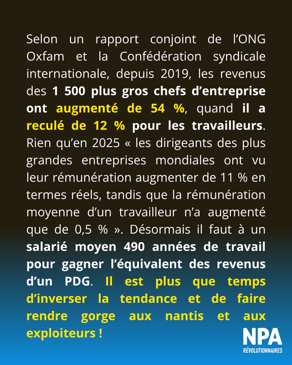 npa_revo's tweet photo. Revenus : hausse de 54% chez les patrons, baisse de 12% chez les travailleurs 👇 https://t.co/HSUmmecWdd