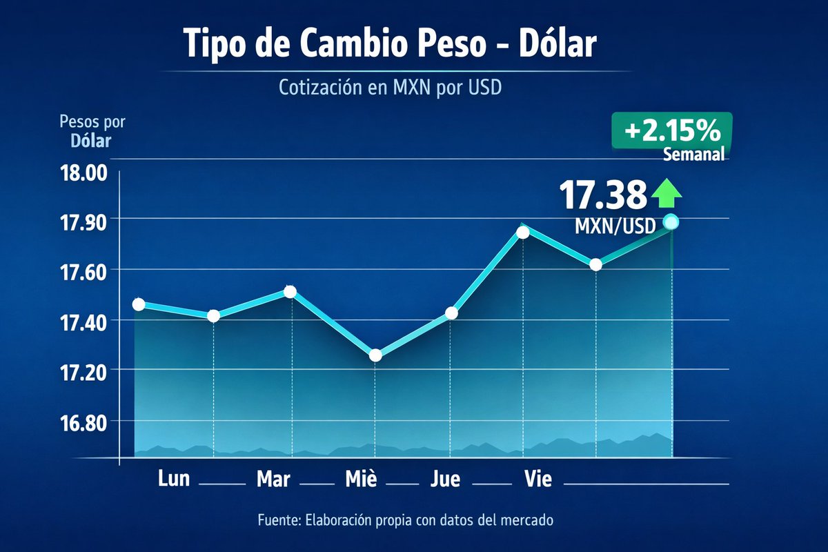 VinculoEconomic's tweet photo. #TipoDeCambio
La tasa de cambio opera ahora en 17.3751 pesos por dólar, presionado por la fortaleza global del billete verde debido a la expectativa de que la Reserva Federal (Fed) aumente nuevamente las tasas de interés, tras advertencias de inflación elevada en Estados Unidos. https://t.co/qJR5nRbSPa