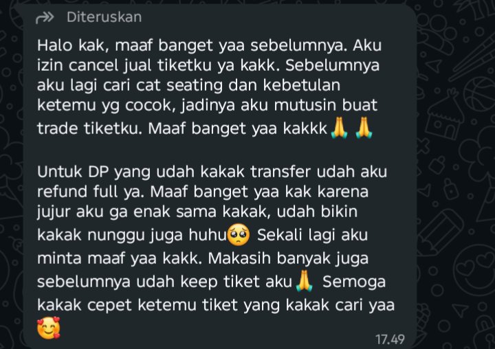 wife_xiu's tweet photo. @azis95 kak temenku korbannya, barusan dicancel sepihak sm sellernya pdhal temenku udh siap semua tinggal berngkat aja, h-5 🥺 https://t.co/CoXlH5lMCH