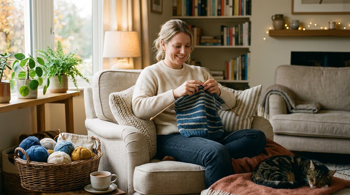 KnitnStyle's tweet photo. Knitting should feel calming, not painful. Better posture, arm support, and a few setup changes can help reduce shoulder tension and make long sessions much more comfortable. Explore the full post: https://t.co/MevsMvIk0W https://t.co/TtzWms7pGp