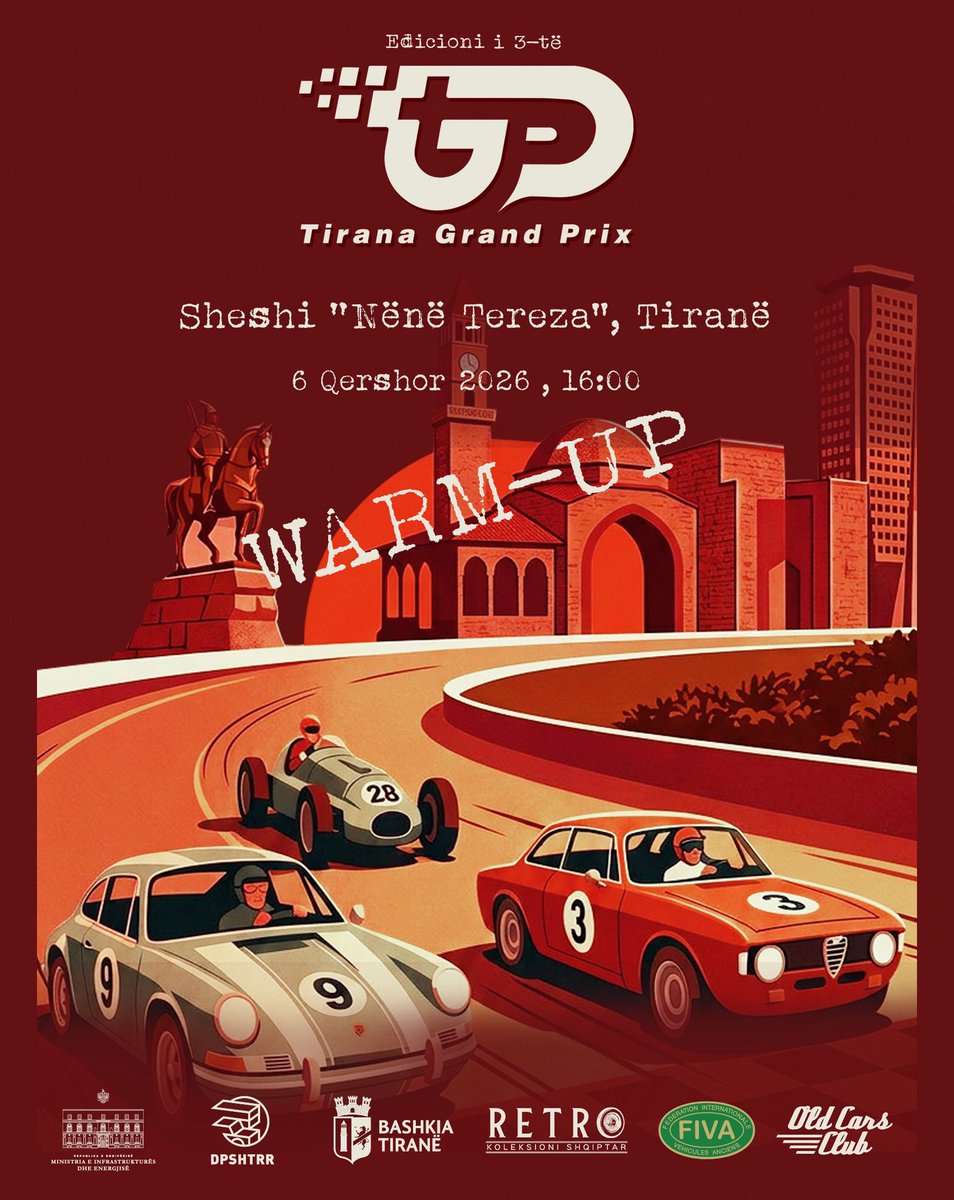 dpshtrr's tweet photo. 🏁 TIRANA GRAND PRIX | WARM UP 2026

Një takim mes pasionit, historisë dhe elegancës automobilistike.

Mjetet historike shqiptare zbresin në Sheshin Nënë Tereza për sfidën që hap rrugën drejt finales së madhe të Tirana Grand Prix 2026.

📍 Sheshi Nënë Tereza
🗓️ 6 Qershor 2026
📲 Apliko deri më 5 Qershor: https://t.co/r6V8me3umZ

#TGP #DPSHTRR #MIE #RETRO