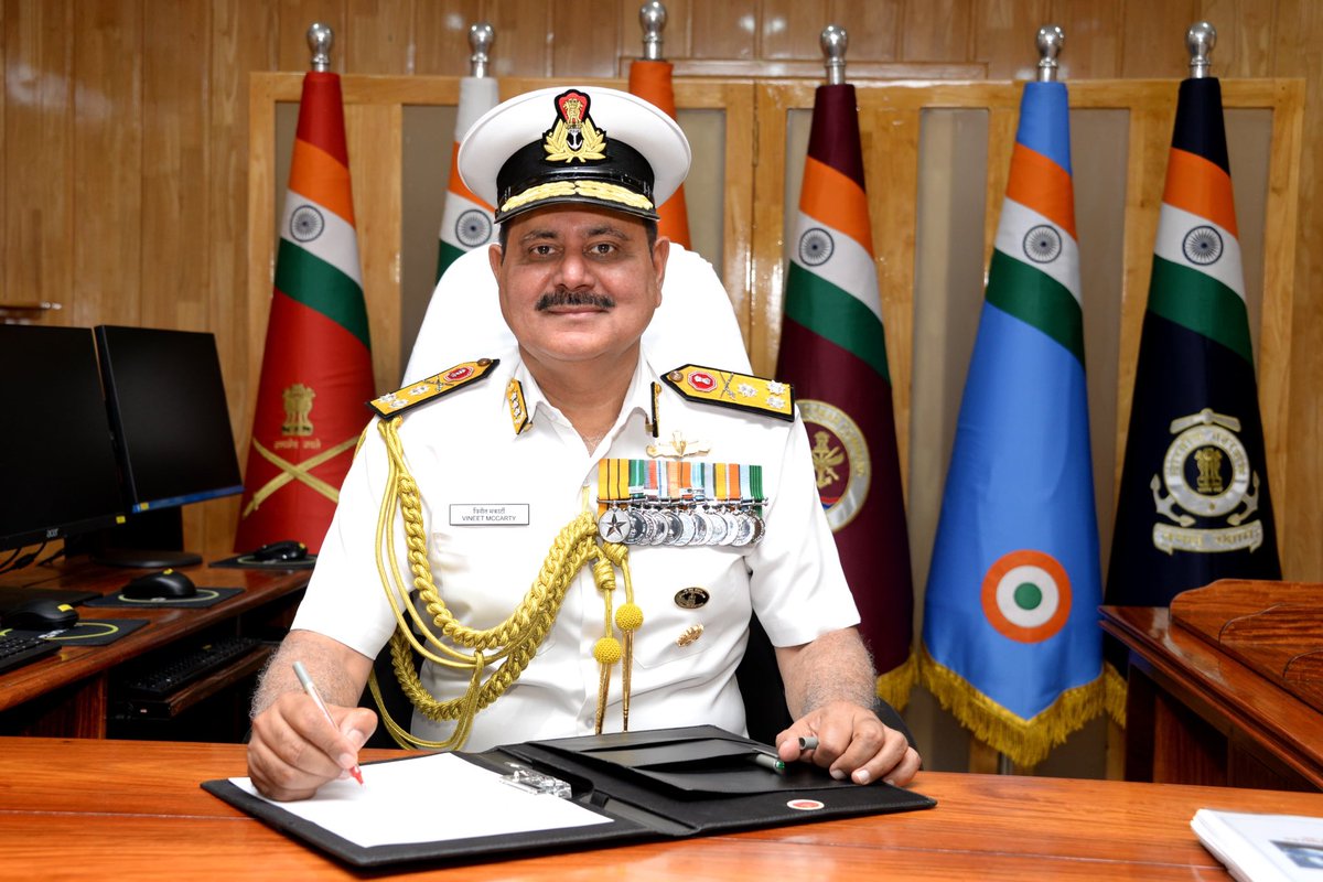 SpokespersonMoD's tweet photo. Vice Admiral Vineet McCarty, AVSM assumed charge as the 20th Commander-in-Chief of Andaman & Nicobar Command at Sri Vijaya Puram on 01 June 2026.

A Gunnery & Missile specialist with over 36 years of distinguished service, the Flag Officer brings extensive operational, training, staff and tri-service experience. He reaffirmed his commitment to enhancing operational preparedness, strengthening jointness among the Services, and advancing ANC’s role in safeguarding India’s maritime interests and ensuring security in the Indo-Pacific.

Read here: https://t.co/F5jMziQJWj

@AN_Command