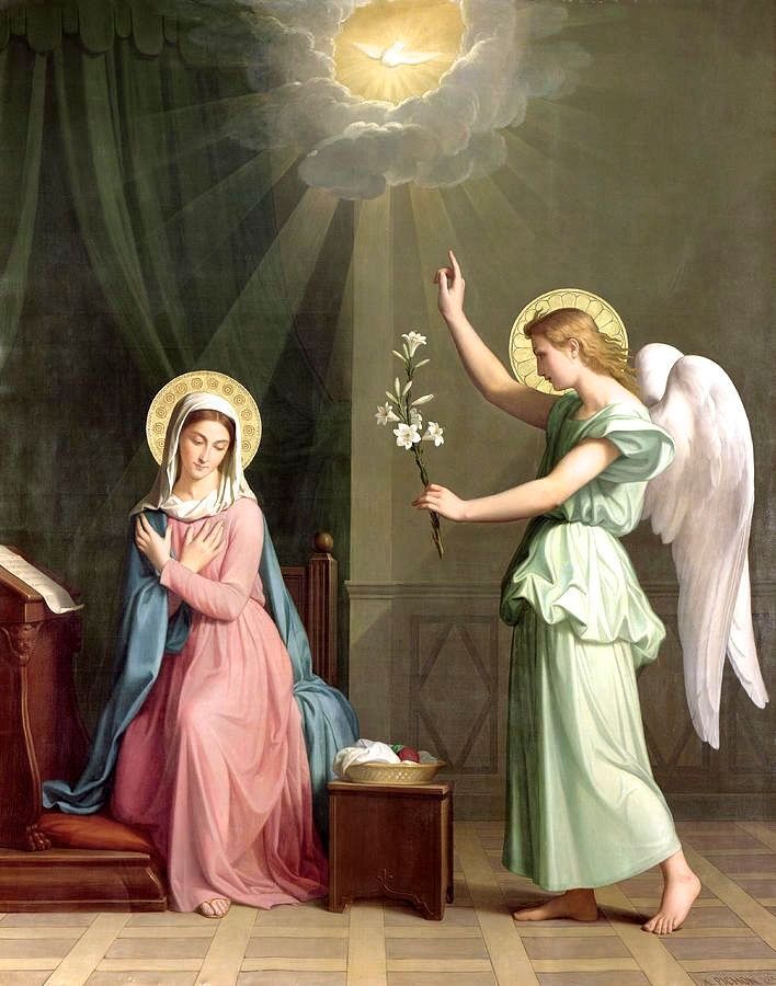 Santododia1's tweet photo. Ao meio-dia 🕛
Hora do Angelus ✝️ 

O Anjo do Senhor anunciou a Maria.
E ela concebeu do Espírito Santo.

Ave Maria...

Eis aqui a serva do Senhor.
Faça-se em mim segundo a vossa
palavra.

Ave Maria...

E o Verbo se fez carne.
E habitou entre nós.

Ave Maria...

Rogai por nós, Santa Mãe de Deus.
Para que sejamos dignos das promessas
de Cristo.

Oremos:

Derramai, ó Deus, a vossa graça em nossos corações, para que, conhecendo, pela mensagem do Anjo, 
a encarnação do Cristo, vosso Filho, cheguemos, 
por sua paixão e cruz, à glória da ressurreição, 
pela intercessão da Virgem Maria.
Pelo mesmo Cristo, Senhor Nosso.

Amém.

Glória...(3x)