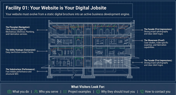 PeritusM's tweet photo. Most contractor websites still function like digital brochures. Your website should showcase project experience, trade expertise, fabrication capabilities, and make it easy for prospects to take the next step.

Get the MEP Marketing Fundamentals guide. https://t.co/JQZdKRupAR https://t.co/2SjJmc20TD