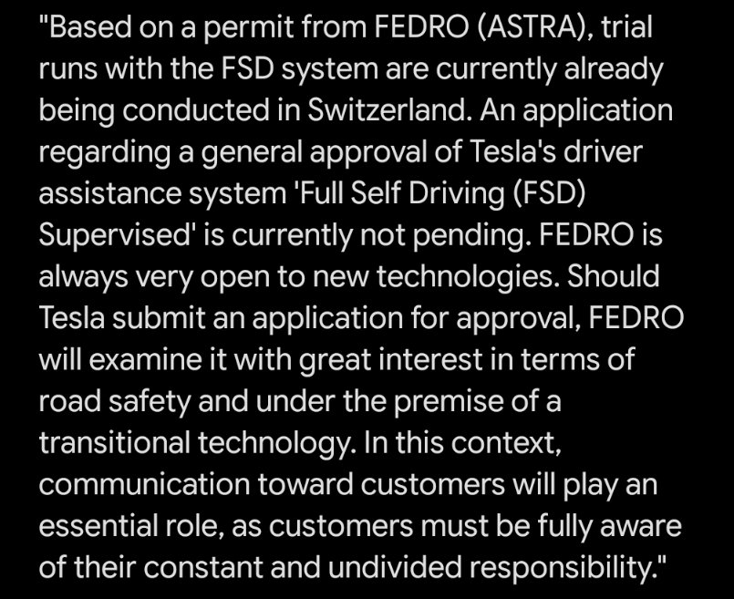 ChristianSchrul's tweet photo. News from Astra (Switzerland).
This is just a small snippet from a long answer. I have to admit, the guys at Astra are way better in communication than @teslaeurope... Thank you @UVEK https://t.co/LHB9ueMQz4
