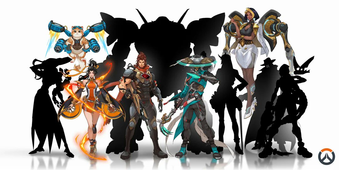 Potahtwah's tweet photo. @OWAnonymous_ Unfortunately, of the silhouettes, the one I think they're doing next looks like Dmon, Dva's teammate. You have a good shot on Detective or Long Dress being an omnic tho https://t.co/UNmVdq0Z7Z