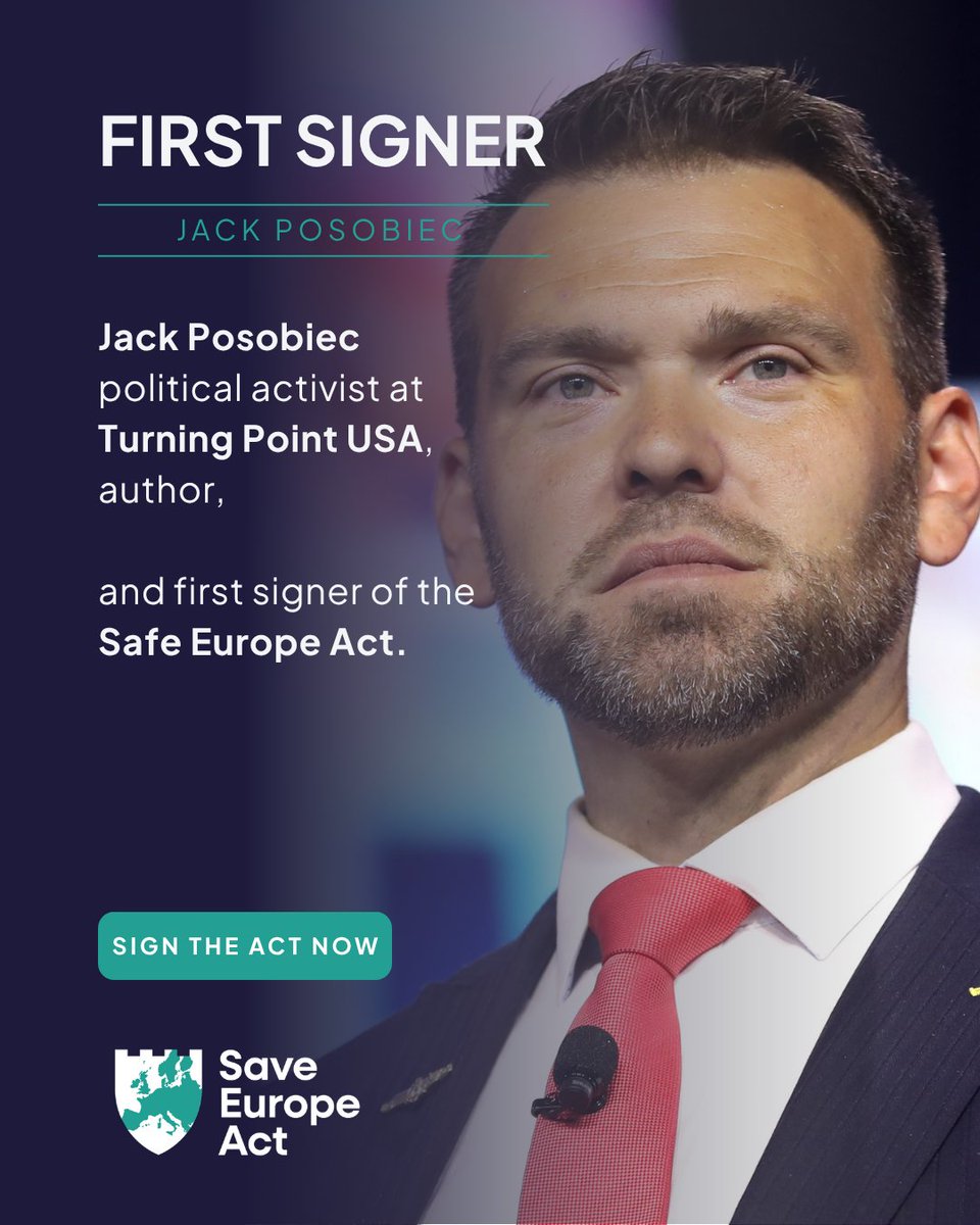 SaveEuropeAct's tweet photo. Thanks to @JackPosobiec and @CodeVictorian for being one of the first signers of the Save Europe Act.

Sign the initiative today and help us reach our goal of 100.000 signatures. https://t.co/u0flg4UNyg