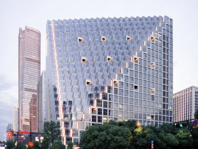Tender_Stream's tweet photo. The Hangzhou Prism, designed by Tenderstream member OMA , has been completed. Commissioned by Xinhu Real Estate Group for the Future Tech City district, the Prism is OMA’s first built project in Hangzhou.

Image Credits: OMA/Tu Ximeng/Zhu Wenqiao https://t.co/jxzAktSXlv
