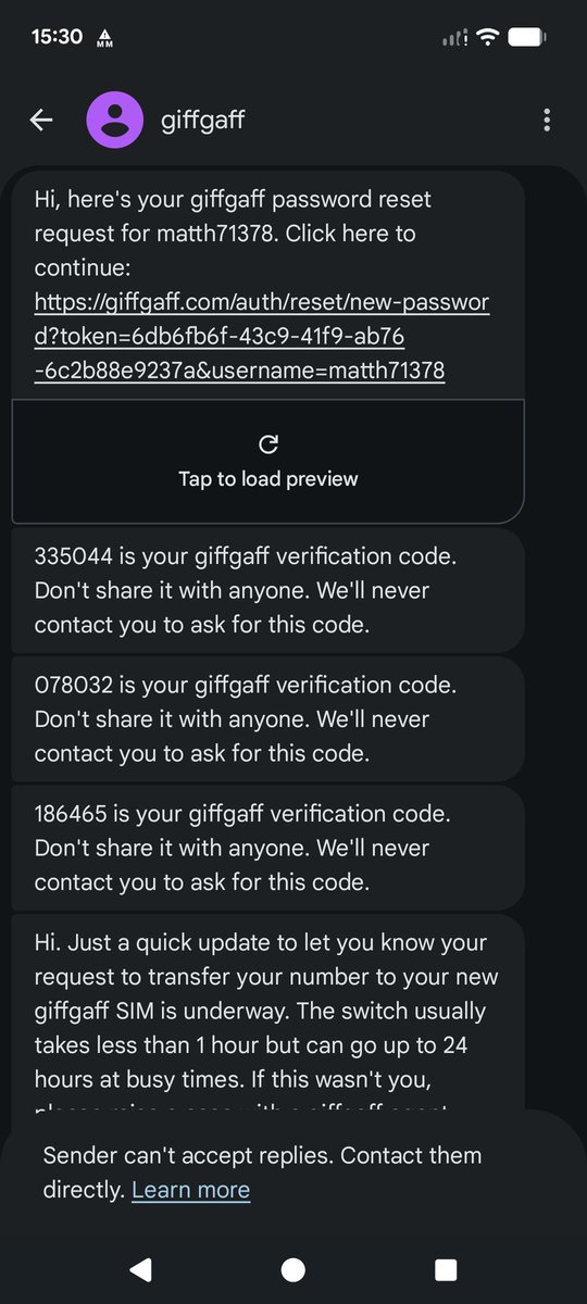 MatthewCarley4's tweet photo. @giffgaff Hi, I have just received a load of messages and now my phone is cut off !!!! Please sort asap and put everything back to how it was https://t.co/s4hbpNb2Yf