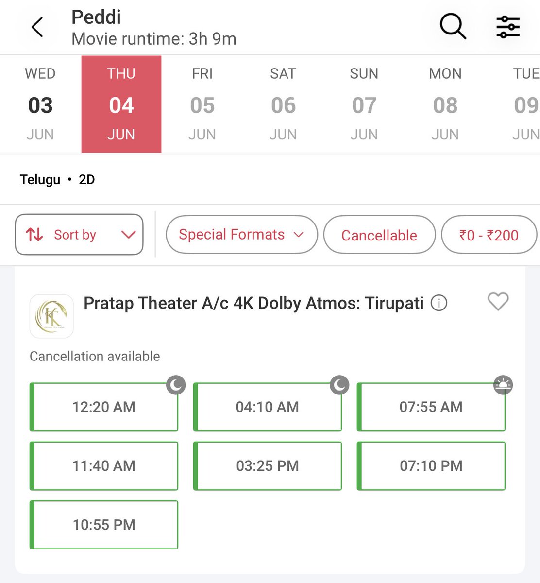 MovieUpdatesTpt's tweet photo. #Peddi - Pratap 4K.
7 Shows Bookings Opened. https://t.co/2HXRenHEb5