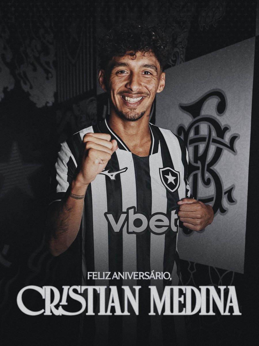 Botafogo's tweet photo. PARABÉNS, MEDINA! 🇦🇷🌟

Meio-campista do Fogão completa 24 anos nesta segunda-feira! A Família Botafogo te deseja muita saúde e sucesso com a #GloriosaCamisa! FELIZ CUMPLE, CRISTIAN!  👏🏽🔥 #BFR https://t.co/BQnDWK6WK6