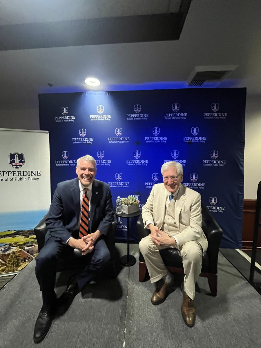 Pete4CA's tweet photo. We’re off and running here at @PepperdineSPP in Malibu with our weeklong civics seminar for 100 undergrads fr around the country: Roots of American Order Summer Certificate! Kicked off w a keynote convo w my friend @McCormickProf! Thanks @usdoegov for supporting this program! https://t.co/P5e08FKKLb