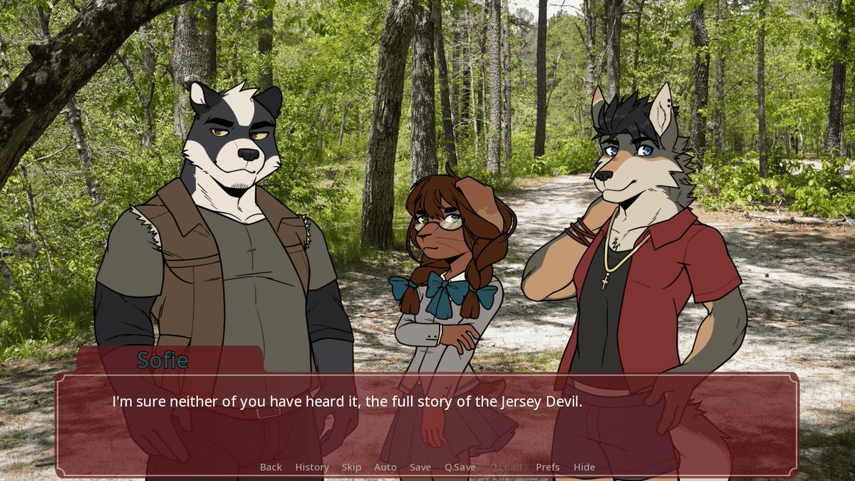 HollowFoxNsfw's tweet photo. I made a visual novel for MayWolf 2026!

Crimson Creek is a short VN with slice-of-life, mystery and horror elements. You play as Terry and Shane, who go on a camping trip in the Pine Barrens, but end up face to face with the Jersey Devil.

Link below!
#furry #visualnovel https://t.co/pyDJDl2Kto
