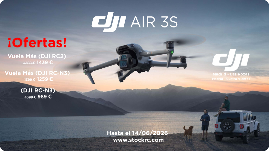 stockrc's tweet photo. ¡Nueva oferta del DJI Air 3S!
¡Atrápala!
👉 https://t.co/odsssD2zPW
#DJIMadridLasRozas #DJIMadridCuatroVientos #StockRC #DJI https://t.co/KVBxDq6N3r