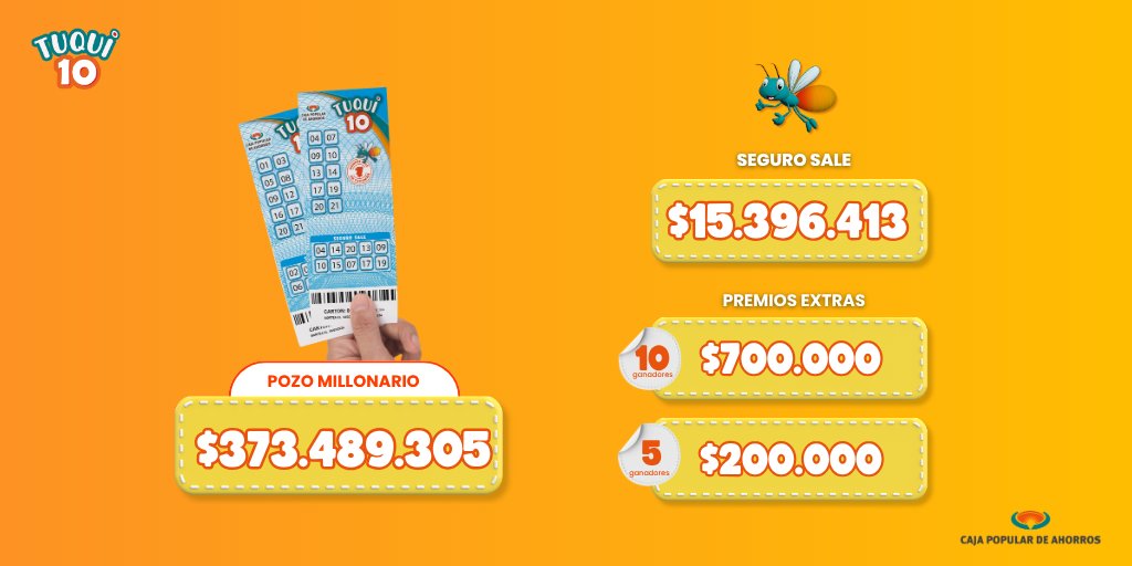 CajaPopularTuc's tweet photo. ¡El pozo del Tuqui 10 esta en un monto récord! 🤯

Más de $373 millones que buscan a un afortunado tucumano que sea su ganador 🤞

El cartón celeste 🩵 ya está en todos los puntos de ventas esperando por ustedes 📍

Tuqui 10, jugátela esta vez 🙌 https://t.co/Uqr6aZmxW2