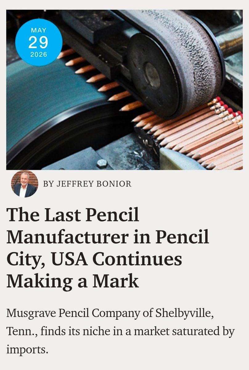KeepitMadeinUSA's tweet photo. What does it take to survive in an industry dominated by imports?

For Musgrave Pencil Company, it means finding a niche, staying innovative and continuing to make pencils in Tennessee more than a century after opening its doors. ✏️

Read how the last pencil maker...

(Thread-->) https://t.co/m08FDmmrGH