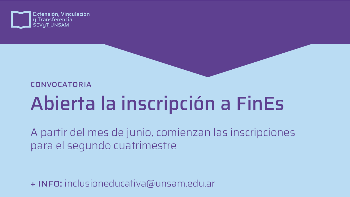 ExtensionUNSAM's tweet photo. 📚 Inscripción abierta | Plan #FinEs 2026

✅ Título oficial con validez nacional
📍 Belgrano 3563, San Martín
🗓️ Lunes, miércoles y viernes de 9 a 13 h

💻 Preinscripción: https://t.co/88Bc3piPZS
📩 Más info: inclusioneducativa@unsam.edu.ar https://t.co/2WLOOs4qe9