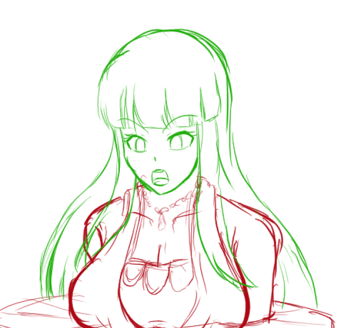 下描きの段階だと、割といい感じに描けてる気がしなくもない黒川千秋。 