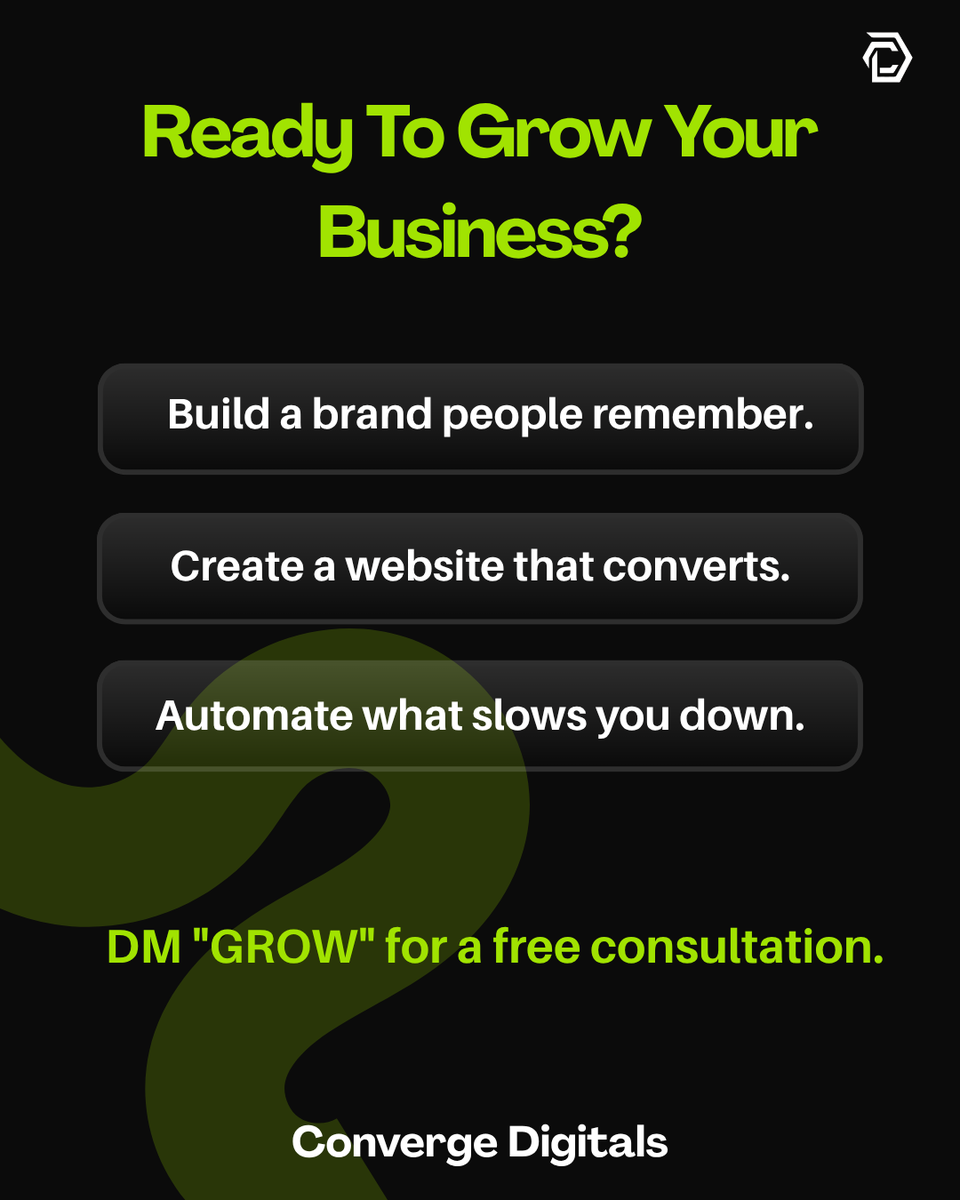 ConvergeDigit's tweet photo. Most businesses don’t need more tools.

They need the right digital foundation.

At Converge Digitals, we help businesses build, grow, and scale through websites, branding, social media, AI automation, and SEO.

DM “GROW” for a free consultation.
#WebDevelopment #BusinessGrowth https://t.co/jO5SH8R59E