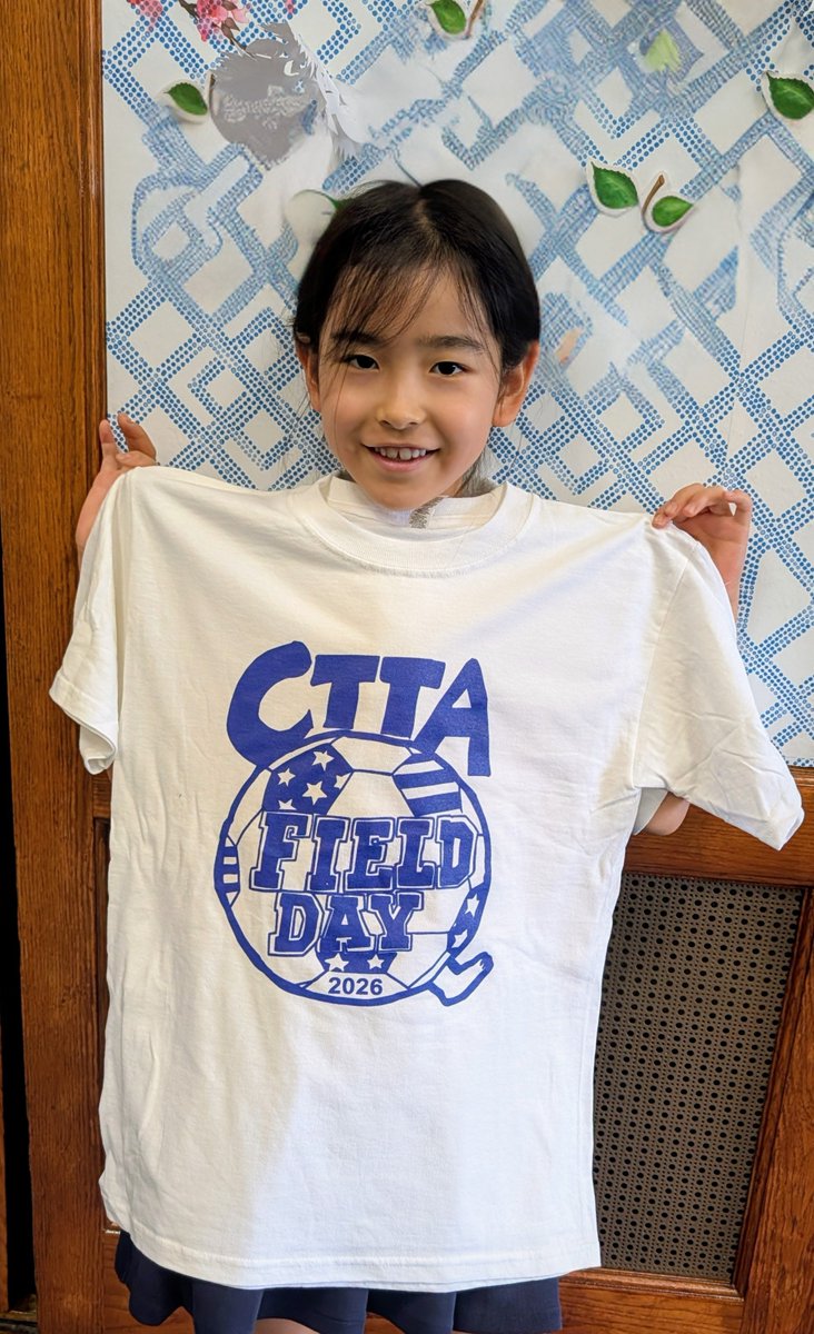 CTTA_'s tweet photo. A special congratulations to Hana from 3B, the talented designer of the 2026 CTTA Field Day T-Shirt! We were so proud of your creativity, hard work, and artistic talent. Your winning design captured the spirit of Field Day and was proudly worn by students and staff. https://t.co/vyvorMWfKm