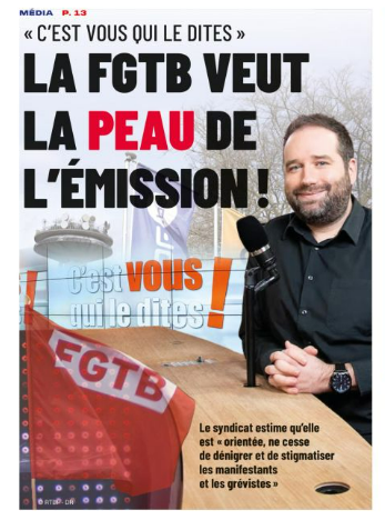 alxdm's tweet photo. Cette violence de la FGTB est dégoutante.

Est-ce le rôle d'un syndicat?
Est-ce le mandat qu'on a donné à un syndicat?

Il faut en finir avec ces syndicats nocifs qui manipulent l'opinion public, qui saccagent nos villes et qui nuisent gravement à la cohésion sociale. https://t.co/SCT4dc9qHd