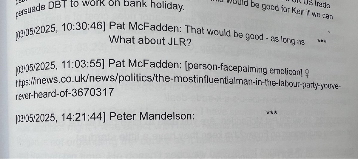 siennamarla's tweet photo. Good to know my stuff is being read even if it does provoke a face-palming emoji and redacted reply!

McFadden here sending Mandelson my profile of Blue Labour’s Jonathan Rutherford as seen in @theipaper: https://t.co/kmrLoPLZAZ https://t.co/iCIehG2DKK