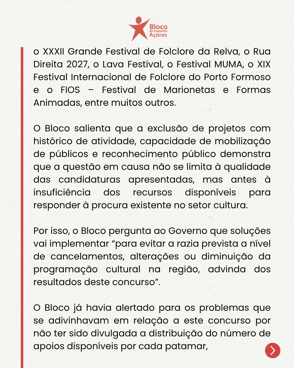 blocoacores's tweet photo. Bloco exige explicações do Governo perante razia na atribuição de apoios à Cultura e defende reforço da dotação financeira

https://t.co/DYuN0sfysD https://t.co/ih9OXuWB4l