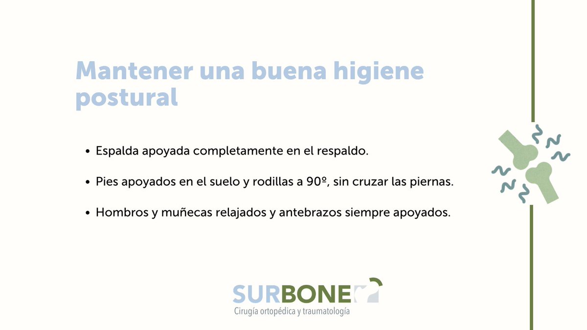 Surbone's tweet photo. 💻 El teletrabajo también requiere cuidar tu salud. Pequeños cambios en tu rutina pueden ayudarte a proteger las articulaciones y prevenir futuras dolencias.

❗Si notas dolor, rigidez o inflamación recurrente, consulta con un especialista. https://t.co/1lySs2dAFV