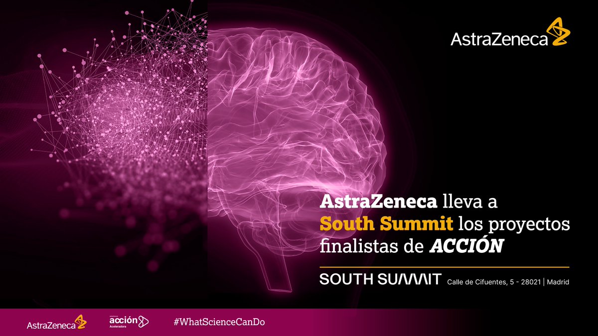 AstraZenecaES's tweet photo. ⌛ Mañana comienza #SouthSummit26 y desde AstraZeneca España estaremos presentes un año más.

Los días 3 y 4 de junio participaremos en La Nave (Madrid) con un stand centrado en #ACCIÓN, la iniciativa impulsada junto a @Wayra y  @Kunsen_eHealth para impulsar soluciones innovadoras en salud.

🔗 Conoce todos los detalles: https://t.co/4Bm2RQBPyR

#AstraZenecaES @south_summit