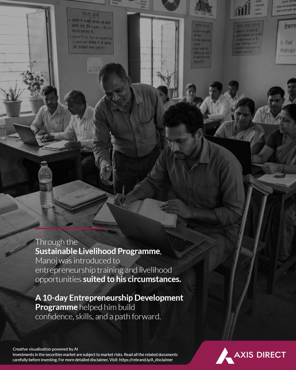 AxisDirect_In's tweet photo. Behind every livelihood is a story of resilience, determination, and hope. Through the Sustainable Livelihood Programme supported by #AxisDirect through the Axis Bank Foundation, Manoj found not just a source of livelihood, but also  the confidence to build a better future. https://t.co/9frW4jdaQc
