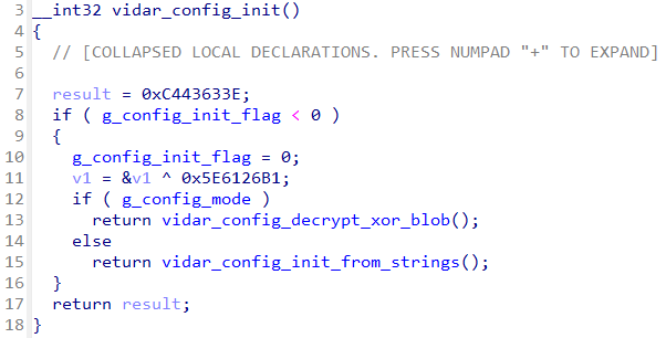GenThreatLabs's tweet photo. As we're observing active development of #Vidar, we're releasing a config extractor for the newest Vidar builds, together with an #IDA string decryption script.

Vidar has been actively developed in recent months, changing its versioning from 18.7 back to 1.0, with the latest builds now at 1.8. But the versioning was not the only thing that changed. Starting from version 1.5, Vidar was reworked, including a new string encryption mechanism, config protection, and additional anti-sandbox checks.

The released config extractor and string decryption script support versions 1.5 and later, as this is where a major rework was done. Previously, each string had its own single-byte XOR key. In versions 1.5+, each string is encrypted with a custom ChaCha-based stream cipher, using a per-string 44-byte key blob and a final single-byte XOR. As for config protection, earlier versions used a custom polyalphabetic substitution over a permuted alphabet with a position-dependent offset, whereas the new versions use a plain 16-byte repeating-key XOR, with the key stored right next to the encrypted blob. Apart from the XOR-encrypted config, Vidar also features a fallback config, which is resolved separately within the encrypted strings.

Vidar configuration extractor ↓
https://t.co/Vx67uGUqoJ

Vidar IDA string decryption script ↓
https://t.co/QnC38IBBmL

IoCs:

af992d4a96d5fcbdf3b0cd1783234ceb5ad9c2037349ec8a82e6d1aa7f2f0148 (Vidar v18.7)
4ed9e2f720e4f23ff0e57a1a032152f0452008da3447b7265d780cee3221c027 (Vidar v1.0) <--- Vidar changed versioning of their builds
ec6f4f05575a6e7401e167a8a0f2506a6755c2d832deb63a0a5ff027d5ee6c5d (Vidar v1.1)
5788e98d4f9dd24f6ff9797832229c9096cadd108aaabef8d6737aad111f77c6 (Vidar v1.2)
f9ef434791a0b9b8b5f2472a666febbbef46dc5bc196706173fa2111909fae10 (Vidar v1.3) 
e130a62564efaff95fb43590e431114bb384a2a94215d07da6ce696c7709a369 (Vidar v1.4)
a9dc6cfa821c1c0d75c18fc8e07554bc8ad778ad49c39b0bbe38101c09c289b5 (Vidar v1.5)

296c97d66ac4cb05777f053fa2c17e78b415567e449d169aa3cf683a6565d28a (Vidar v1.5) <--- Vidar reworked (duplicit label v1.5)
16911bd74f0d6751a30a1be56a3752daf7bf333c0d6ec61d8746646dbe2a530d (Vidar v1.6)
27d4ad97468fa0388bc704a32dd5c5e21e6b1de76a160fbd2615530c58aa74a6 (Vidar v1.7)
155f9f56fcdab7dd03740656eaa27000ad68f76a4f7b4933fa57416278e909a7 (Vidar v1.8)

#malware #infostealer #extractor