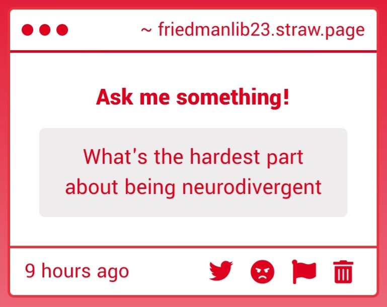 libfriedman23's tweet photo. Executive dysfunction is the hardest part but since that's fixable with medication theoretically I'll go with social ineptitude. https://t.co/nRAh4J4hwj