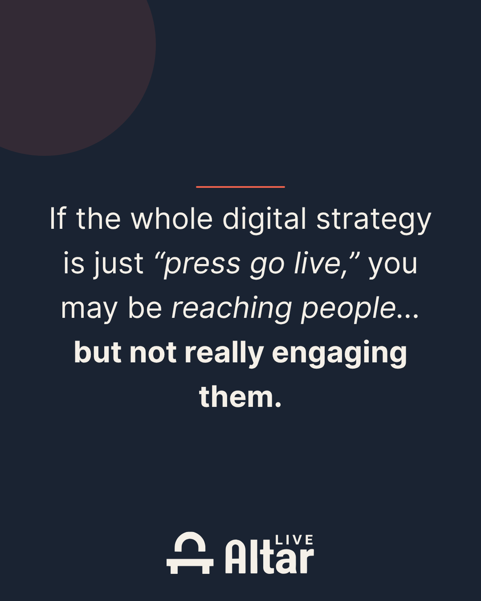 Altarlive_com's tweet photo. A lot of churches worked hard to get online — and that mattered. But the next step is asking a better question: What are we helping people do once they arrive?

Digital ministry works best when it supports real connection, next steps, and discipleship — not just view counts. https://t.co/ky8cWWq6h6