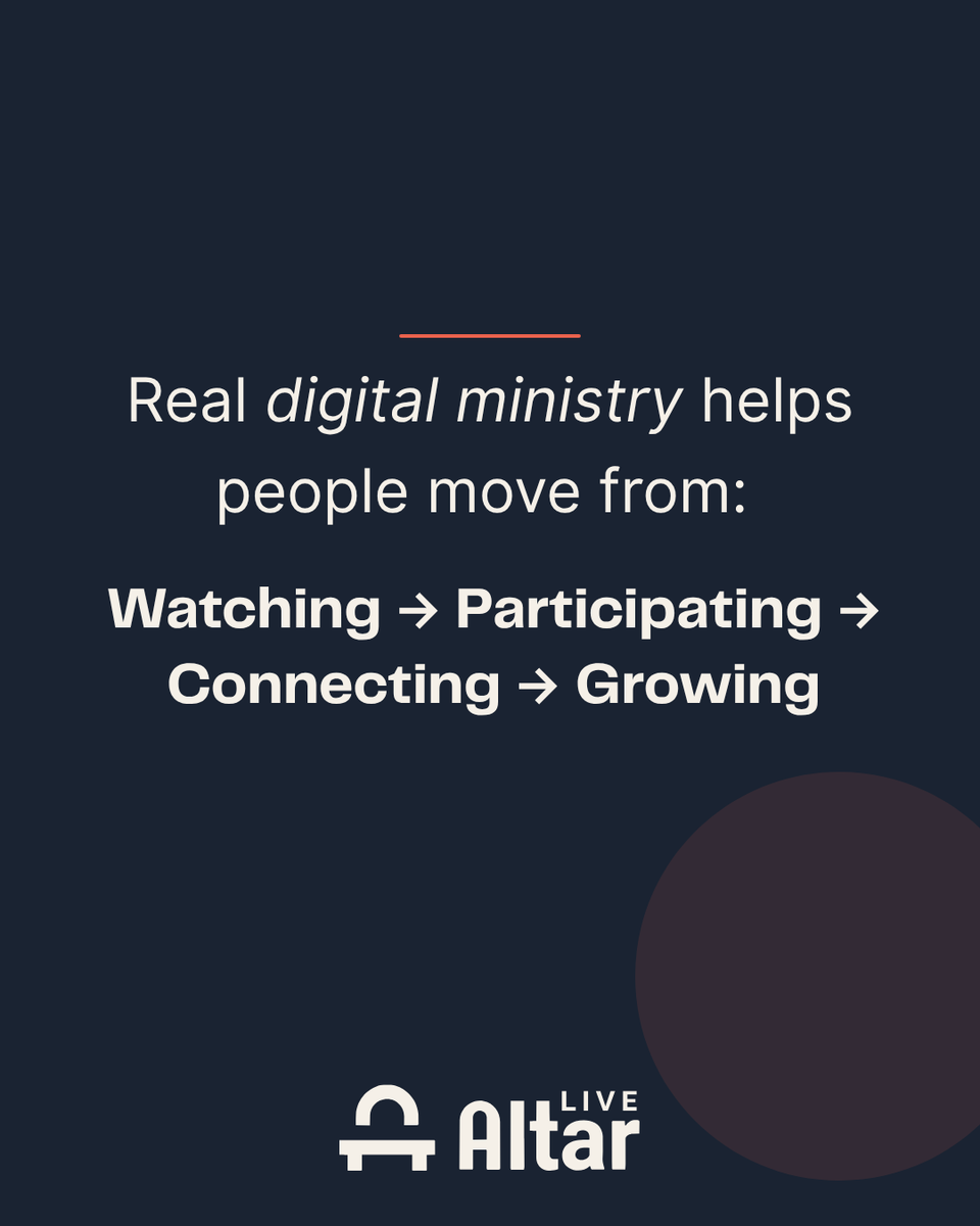 Altarlive_com's tweet photo. A lot of churches worked hard to get online — and that mattered. But the next step is asking a better question: What are we helping people do once they arrive?

Digital ministry works best when it supports real connection, next steps, and discipleship — not just view counts. https://t.co/ky8cWWq6h6