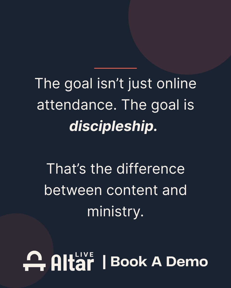 Altarlive_com's tweet photo. A lot of churches worked hard to get online — and that mattered. But the next step is asking a better question: What are we helping people do once they arrive?

Digital ministry works best when it supports real connection, next steps, and discipleship — not just view counts. https://t.co/ky8cWWq6h6