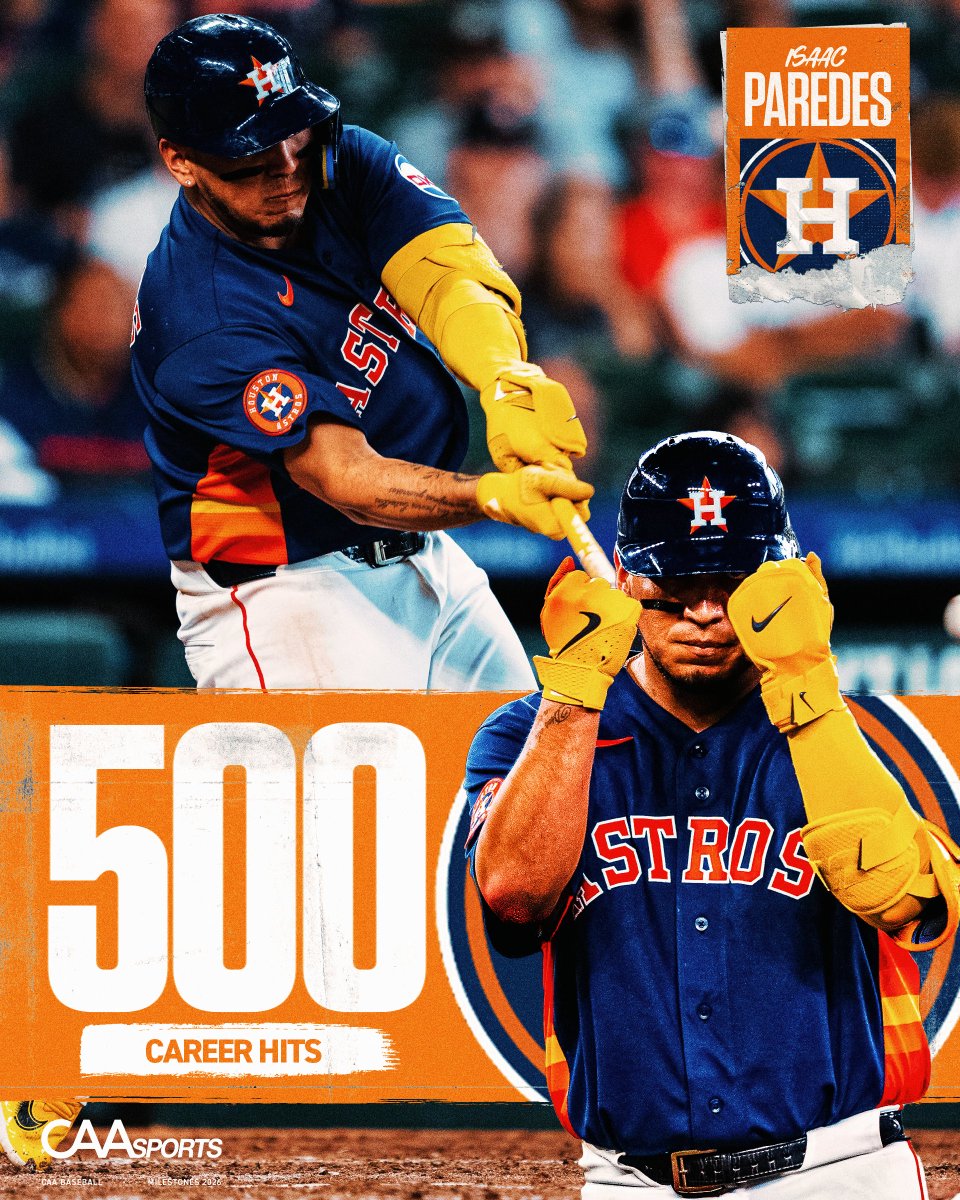 CAA_Baseball's tweet photo. Congratulations Isaac Paredes on 5️⃣0️⃣0️⃣ career hits! 👏 https://t.co/SSLJazO3uY