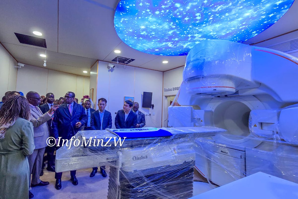 EDevelopZim's tweet photo. This afternoon, the Ministers of Health and Child Care, and Finance and Economic Development jointly toured Parirenyatwa Group of Hospitals to assess progress on the installation of advanced radiotherapy and cancer treatment equipment. The new machines, funded through the 2024 sugar tax proceeds, represent a key milestone in expanding access to modern  health care.