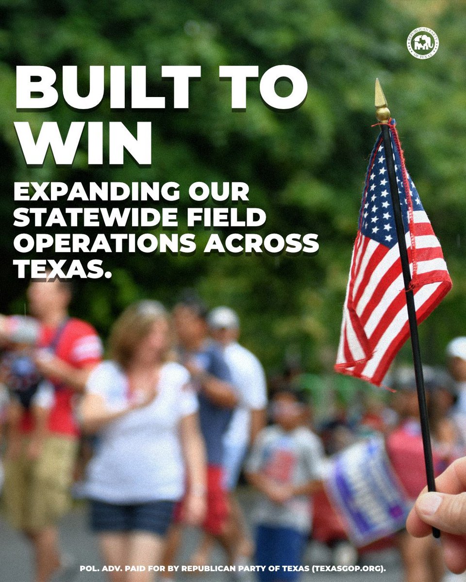 TexasGOP's tweet photo. The Republican Party of Texas is growing our field team all across our wonderful state! 

Several members of our field staff are already on the ground as of this week and we will continue to hire as we expand into new regions and strengthen our presence in communities across Texas.

This effort didn’t start overnight. Planning, recruiting, and building the foundation for a statewide field operation has been underway for months, and we’re now putting those plans into action. It’s a long-term investment in organizing, voter engagement, grassroots development, and helping Republicans win from the Piney Woods to the Permian Basin.

We have been working alongside county parties, grassroots leaders, candidates, and partnering with the Republican National Committee to ensure Texas Republicans have the organization, support, and resources needed to win. More team members are joining the effort, more communities are being reached, and this is only the beginning.
