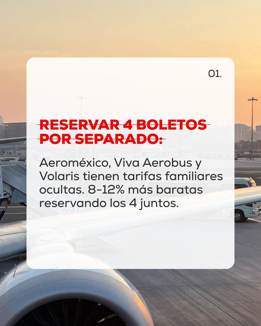 ticket_mx_'s tweet photo. Una familia de 4 paga 6,000-12,000 pesos de más por viaje. Tres errores que se pueden corregir.
Tickets te muestra la tarifa familiar. Link en bio ✈️
#viajeenfamilia #vuelosbaratos #mexico #familyflight https://t.co/0s2nV43GAv