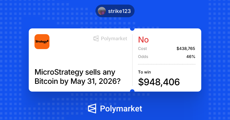 BimbaCrypto's tweet photo. 🧠 SENSATION ON POLYMARKET: $50M MICROSTRATEGY MARKET - WHALES ARE SCOOPING "NO" AND IT'S PROBABLY OVER

> Market: "MicroStrategy sells any Bitcoin by May 31, 2026?"  
> Ended yesterday. Still disputed. $50M+ volume.  
> A news article dropped after the deadline. Chaos ensued.

WHALES ARE LOADING "NO"

> strike123 - 948,406 shares of "No"  
> prayingnotbroke - 342,561 shares  
> aenews2 - 321,172 shares  
> Atlantislq - 53,540 shares at 33.6¢

WHY "NO" LIKELY WINS

> Polymarket rules: resolution based on MSTR info + on‑chain data + credible reporting before cutoff.  
> The disputed news article came after the market ended.  
> Polymarket stated: "If no clarification by June 1, 1PM ET -  original rules stand."  
> That means "No" wins.

> Changing rules after market end would destroy Polymarket's reputation and whale trust.  
> They won't do it.

Just think about this:

> Whales are scooping "No" at 33-34¢.  
> The market is probably over.  
> Easy money for those who read the fine print.

$50M dispute. Two whale armies. One clear outcome.