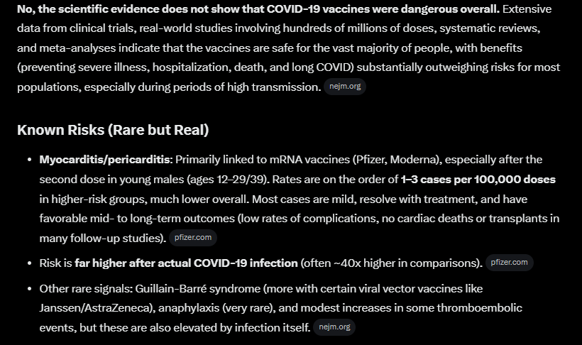 ArlenLfc's tweet photo. @RealAnnMarie83 @liz_churchill10 OK Miss Inbred. "Last 6 years" like the covid shot actually caused widespread problems. Just ask Grok blue check. But sure... lets throw out all new medicine going forwards because you read some dumb shit on twitter. 🙄 https://t.co/2uN5F2xPTc