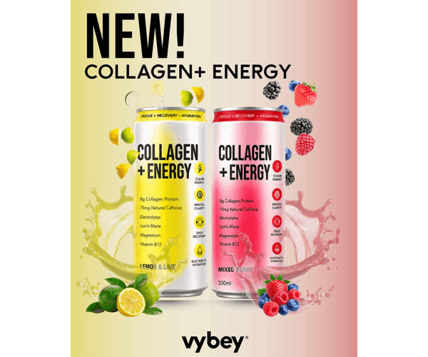fdnetworkuk's tweet photo. vybey Collagen + Energy combines collagen, natural caffeine, Lion’s Mane and electrolytes in a light sparkling drink designed to support energy, focus and hydration throughout the day. #vybey #CleanEnergy #FunctionalDrinks

https://t.co/t1wBXnEtr3 https://t.co/hrwKZFUHvy
